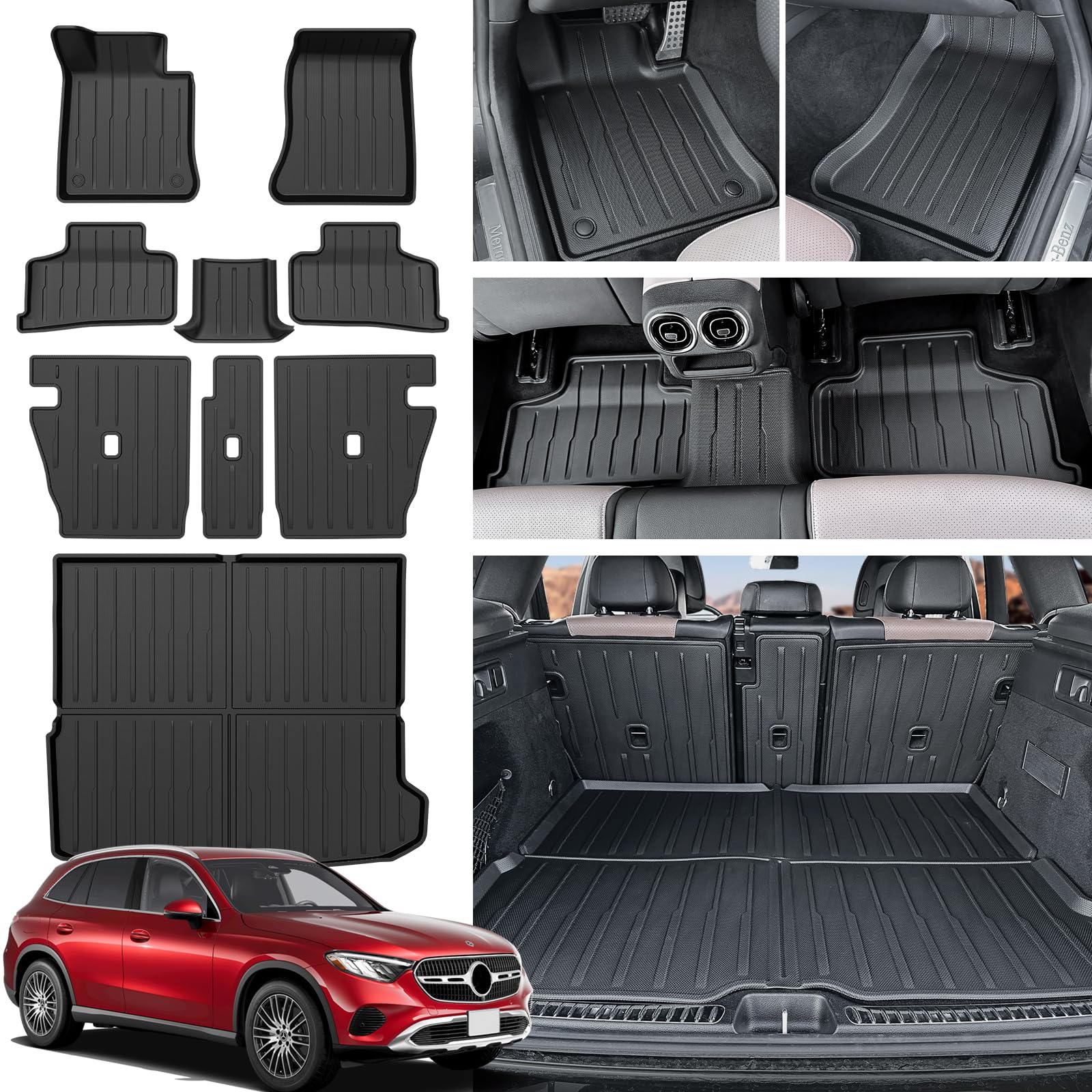 Floor Mats Backrest Mat Trunk Mat for 2023 2024 Mercedes Benz GLC 300