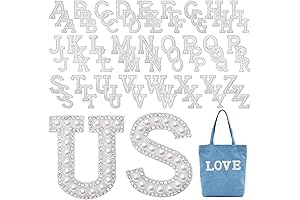 WILLBOND 78Pcs Pearl Letter Patches, Embroidered Sew-on Appliques for Clothing