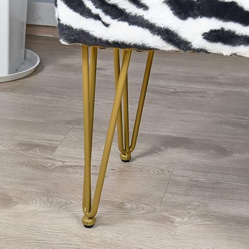 Miniatura 31 de Banco otomano rectangular largo de vaca de piel sintética para entrada, reposapiés suave y peludo, 46 x 16 x 17 pulgadas, banco de asiento