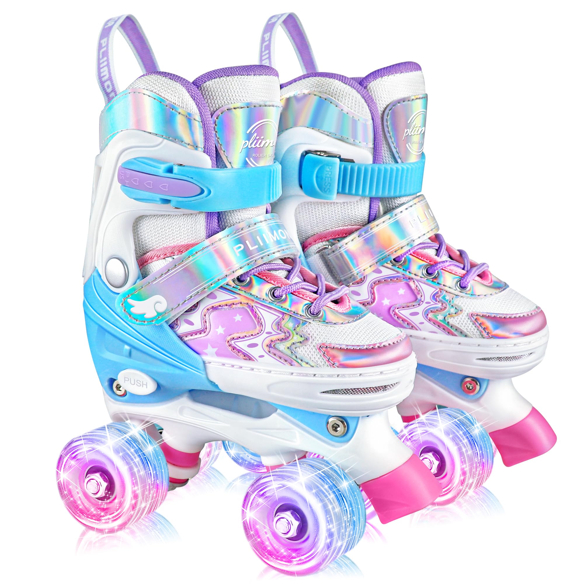 Kids' Roller Skates for Girls & Boys, Ages 3-12 - 4 Size Adjustable Skates for Beginners