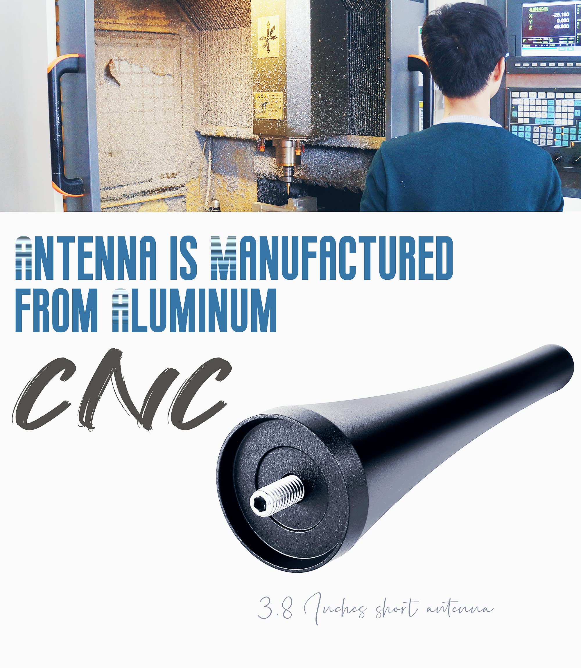 Kurze Antenne für Mazda Miata MX-5 NA NB NC ND – 9,5 cm Aluminium Miata Antennenersatz, stilvolles kleines Design, keine kaputten Antennen mehr in Autowäsche oder Garage, passend für Miata 1990–2026