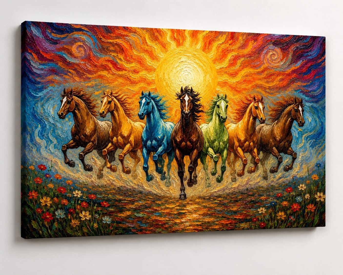 BLACKARTO Fabric MDF Back Frame Set of 1 | Wall-Mount Vastu Horse | HQ Fabric Print | Frame For Home and Office Decoration VS4-10" x 15"-image-13