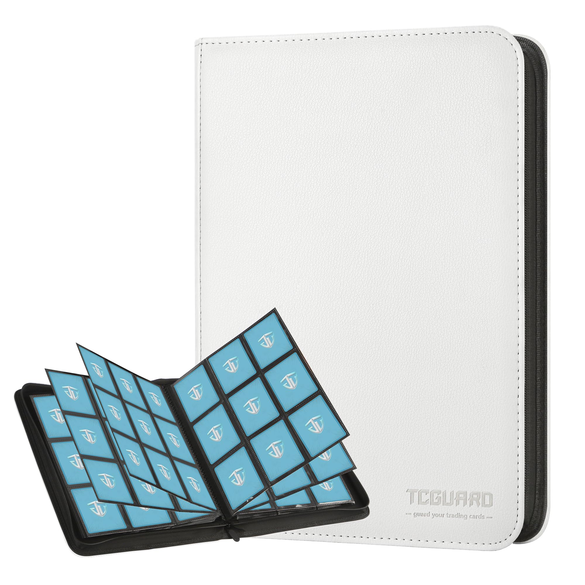 Trading Card Binder, 9 Side Loading Pocket Card Album Hold Up to 540 Cards, Zipper Binder for Cards Collection, TCG Card Holder for Game Card, Sports Card, Yugioh, MTG etc. (White)
