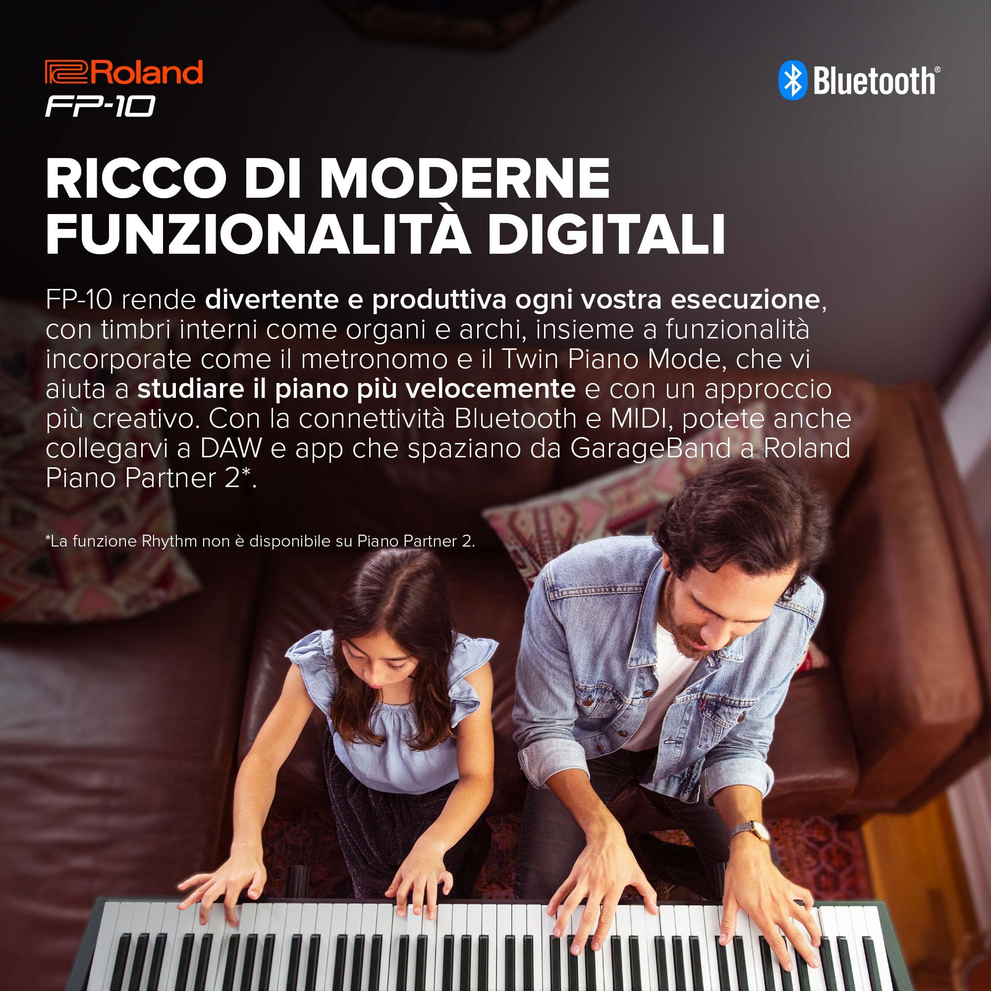 Roland FP-10 – Piano Digitale Compatto a 88-Note con Suoni di Piano SuperNATURAL e Tastiera dall'Autentica Risposta Acustica | Semplice da Usare | Ideale per l'Utilizzo in Casa