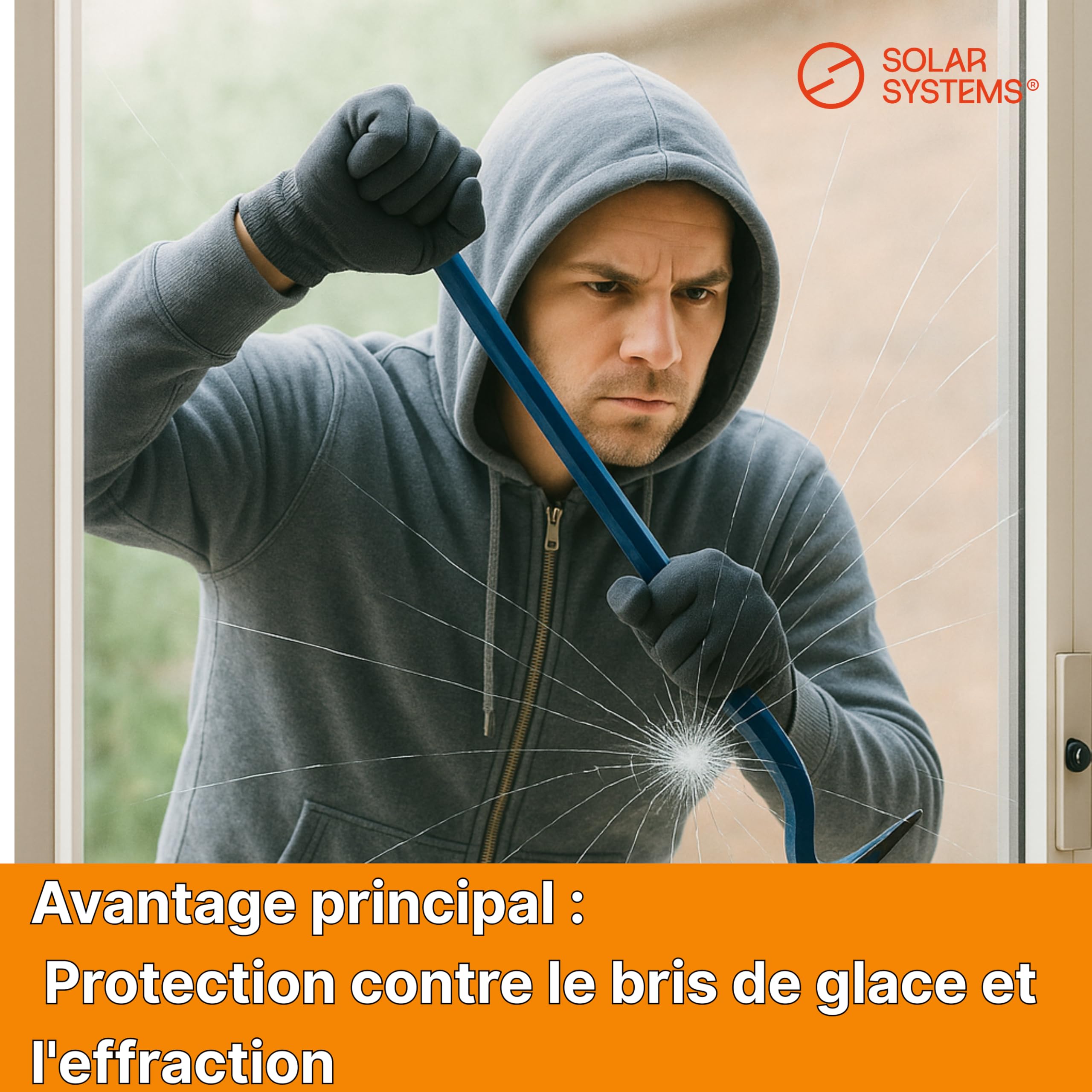 Solar Systems - Film de Protection Anti-effraction pour Fenêtres - Transparent et Auto-adhésif - Épaisseur 12C 350 µ - Classe de Sécurité P2A - pour Maison, Bureau - avec Filtre UV - 152cm x 200cm