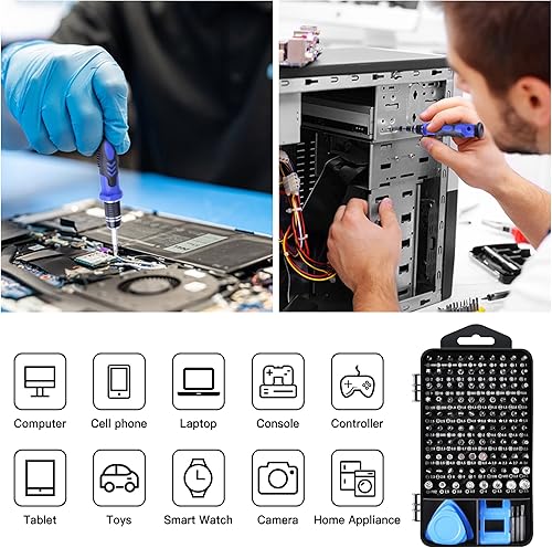 Miniatura 3 de Juego de destornilladores de precisión de 124 piezas con 101 puntas magnéticas, kit de herramientas de reparación electrónica para iPhone, MacBook,