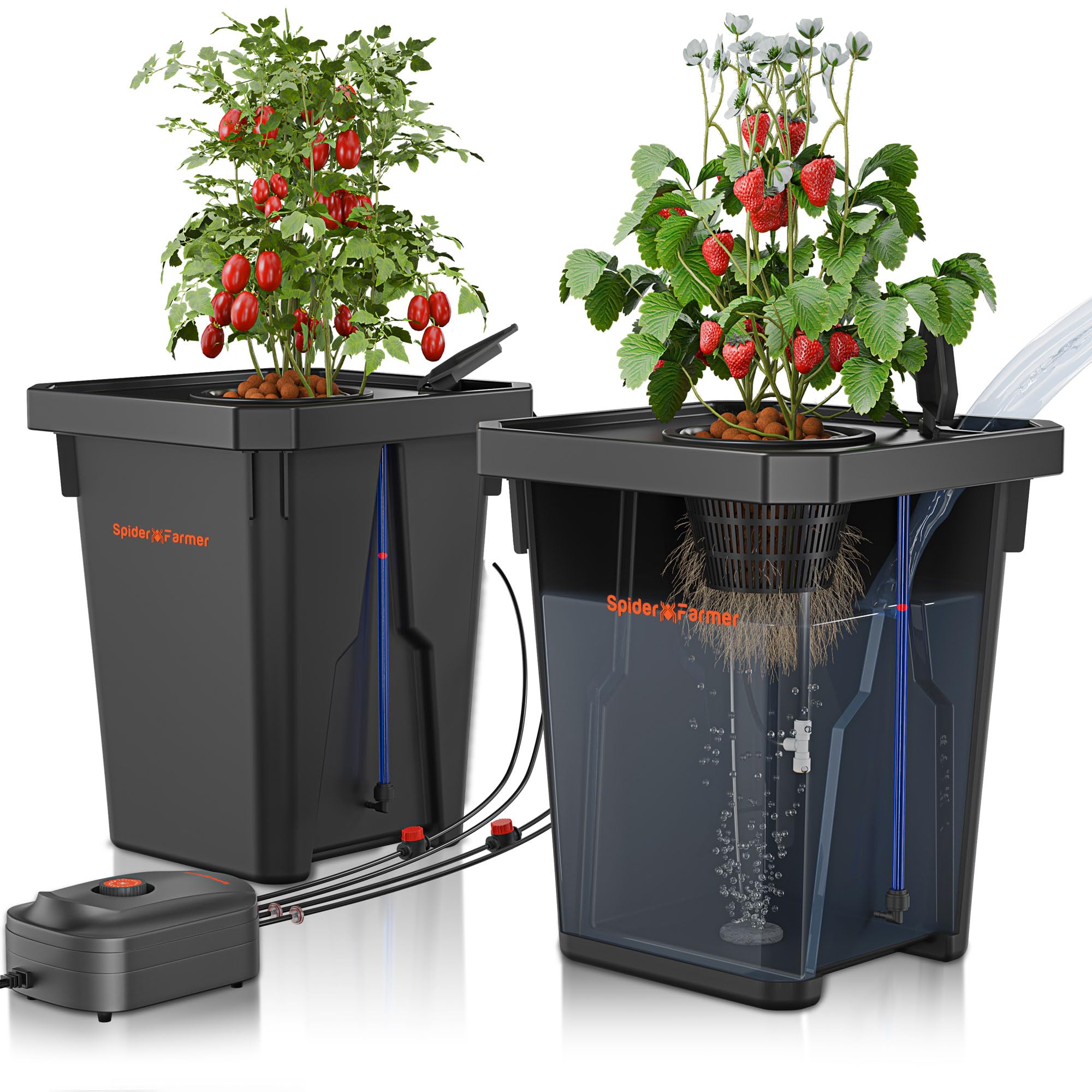 DWC Hydroponics Grow System with 7-Gallon Deep Water Culture, New Triangular Cover Design, Recirculating Drip Garden System with Top Drip Kit, 8W Air Pump, 2 Buckets