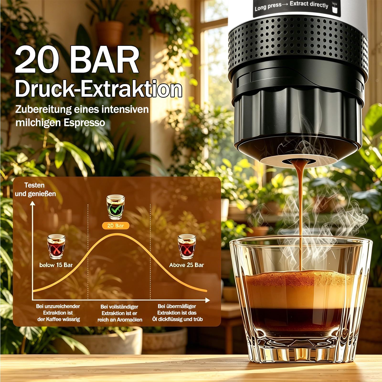 Tragbare Espressomaschine mit Akku,mit Heizung,für unterwegs oder Camping