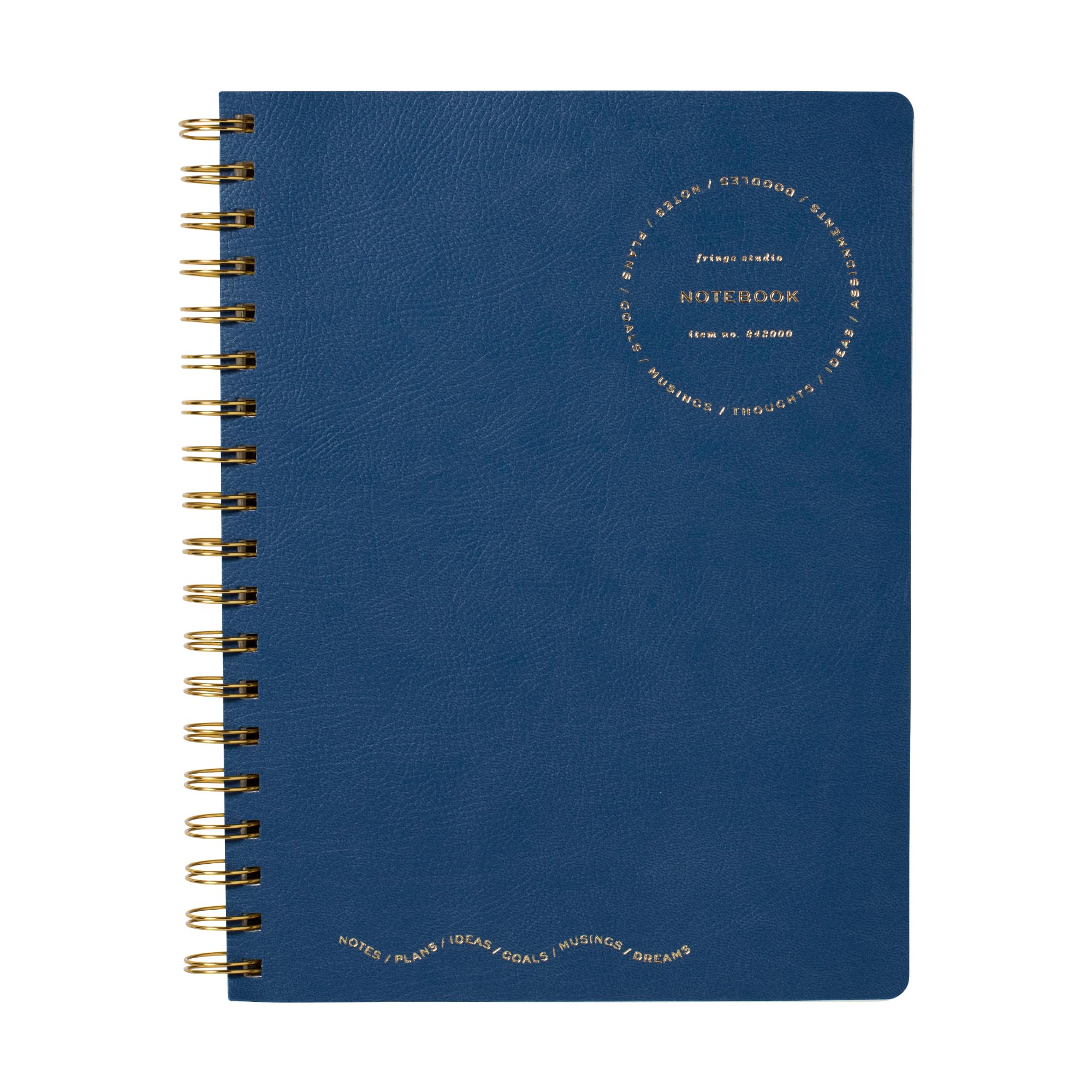 Fringe Studio Spiral Notebook Journal, "MODERN STAMP" Faux Leather Cover, w/Storage Pocket, Approx 8" w x 9.75" h, 192 Pages (842046T)