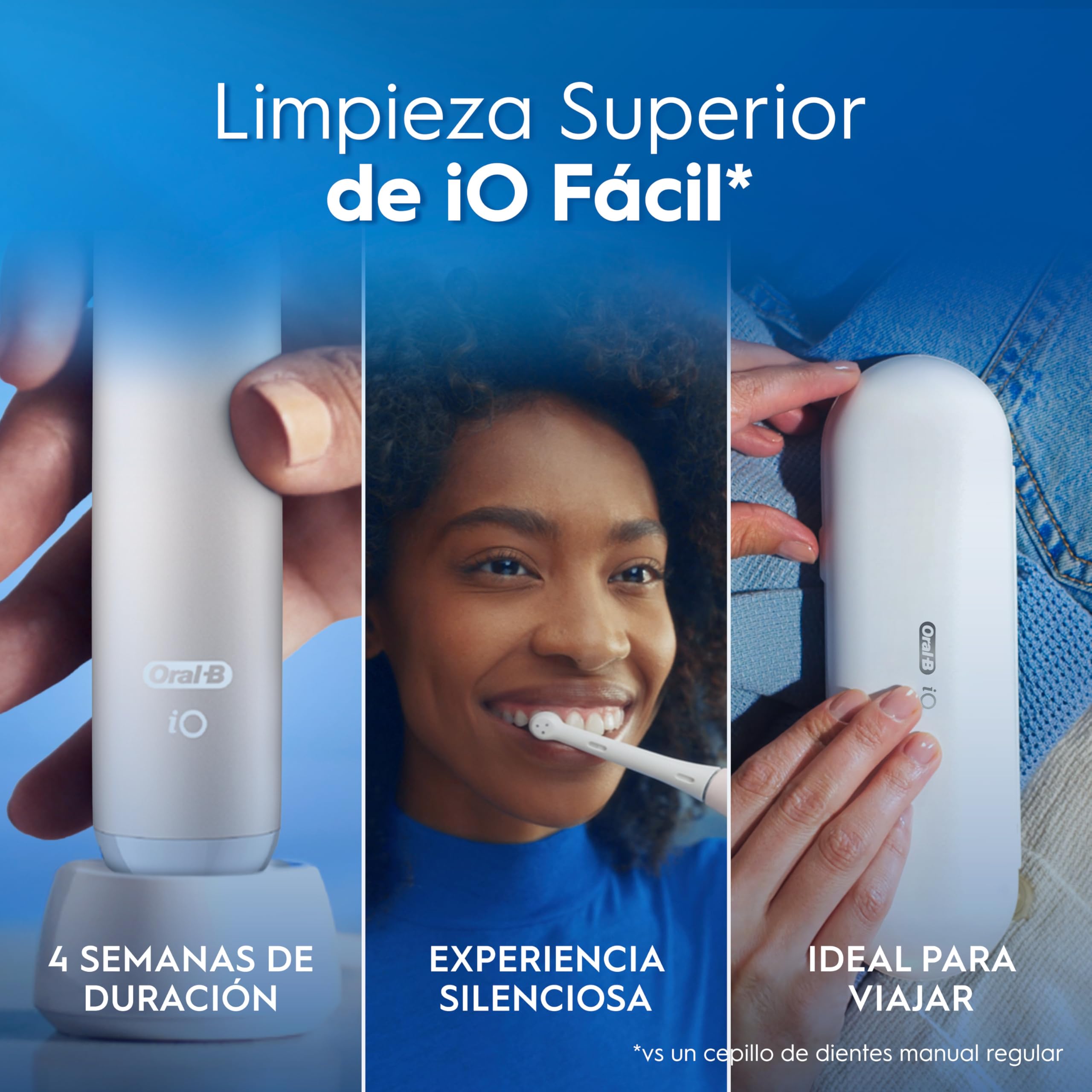 Oral-B iO 2 Cepillo de Dientes Eléctrico, 1 Cabezal, Rosa Suave - Cepillo Dental con 3 Modos de Cepillado, Sensor de Presión, Temporizador, Estuche de Viaje, Portarrecambios, Batería de Larga Duración