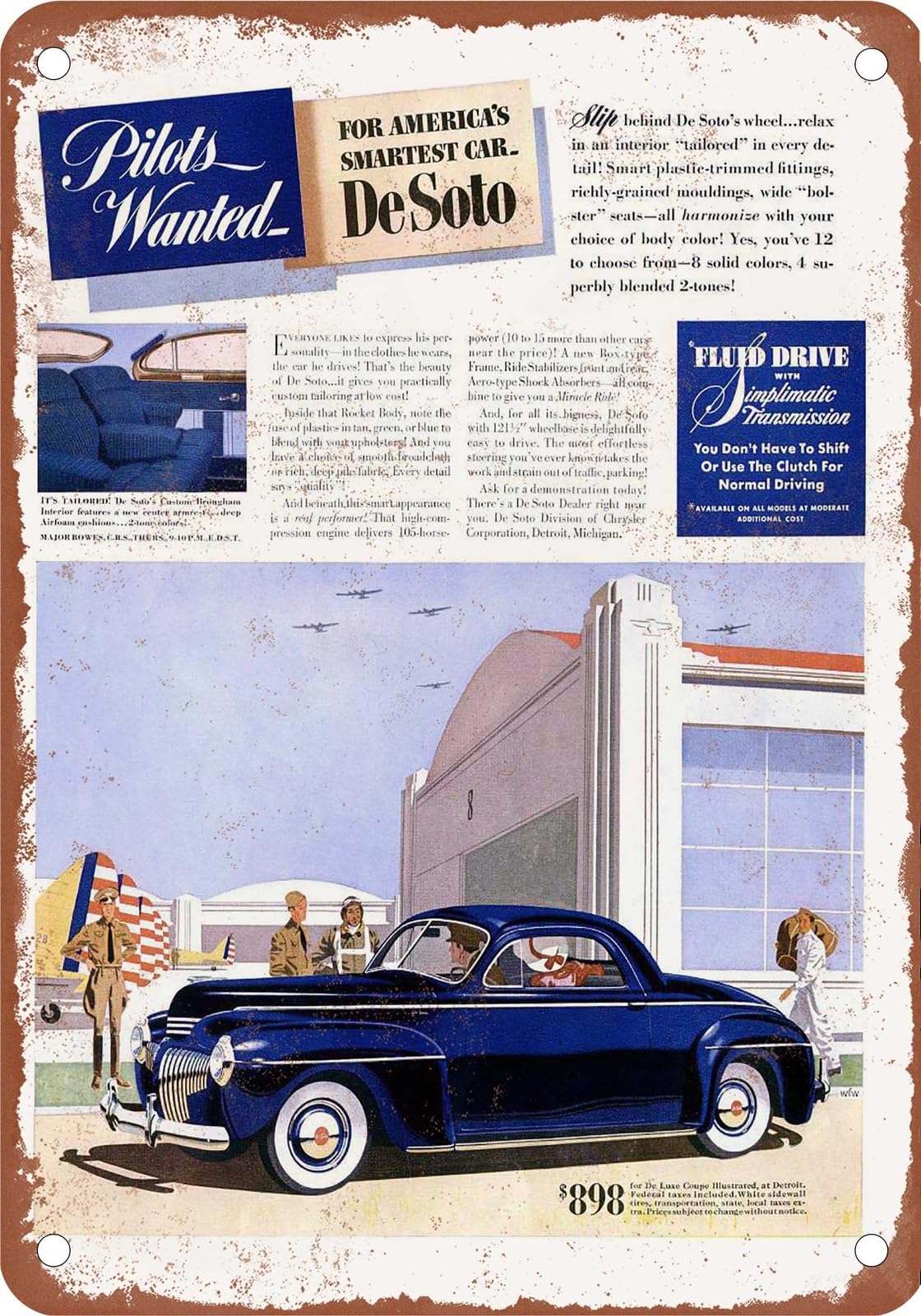 METAL SIGN - 1941 DeSoto Vintage Ad 10 - Old Retro Rusty Look home decor