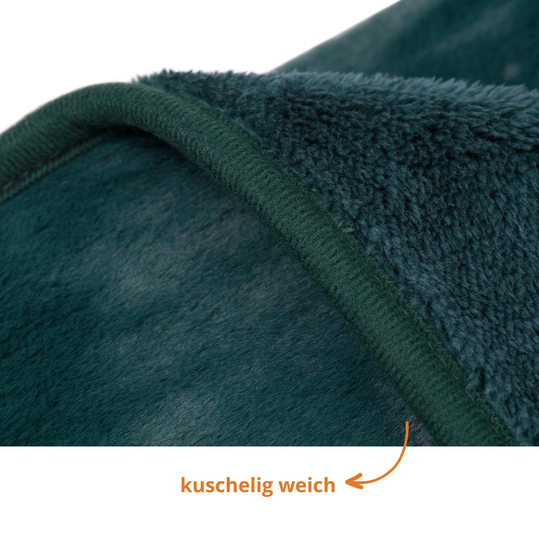 liebling Kuscheldecke Merino-Touch, Wohndecke Ultra flauschig als Sofaüberwurf oder Wendedecke, waschbar, 220 x 240 cm, dunkelgrün