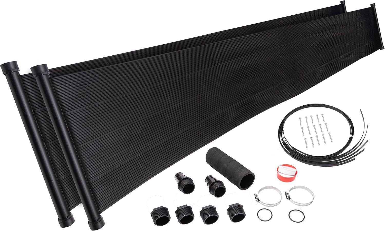 SunQuest Solar Pool Heater Panels - 2 (2ft x 20ft) Collectors w/Roof/Rack Kit - Solar Water Heater for Above Ground & Inground Pools - DIY-Tube on Web Design Panel-Polypropylene UV Resistant