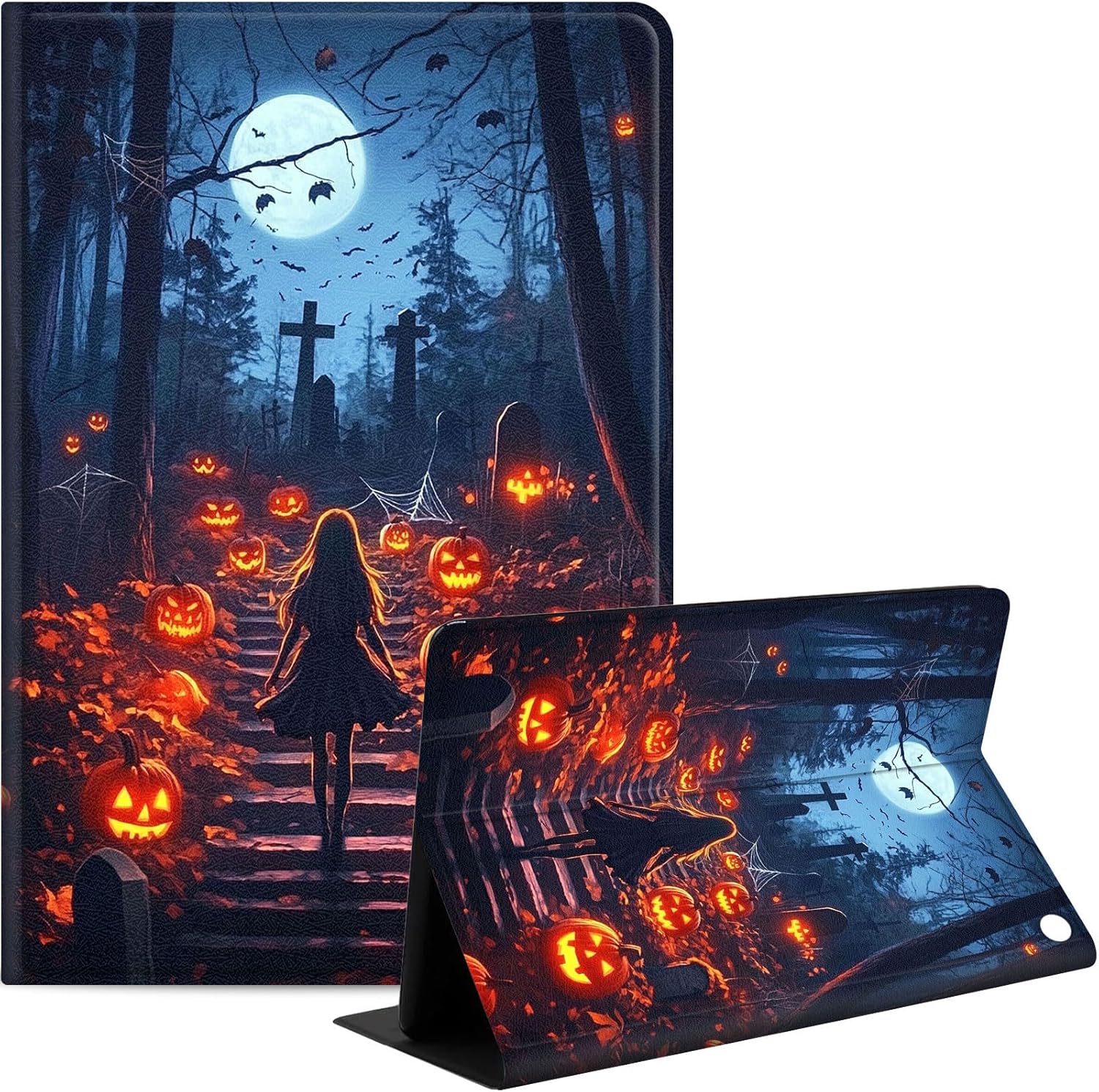 Case Fits Kindle Fire HD 8 & 8 Plus Tablet(12th/10th Generation, 2024/2022/2020 Release) 8", Slim PU Leather Stand Cover with Auto Wake/Sleep, Multi-Angle Viewing, Dark Forest
