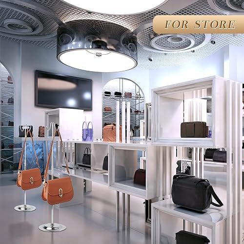 Miniatura 7 de Lounsweer 2 piezas de soporte de exhibición de bolso de mano de doble gancho de acero inoxidable de metal soporte de bolso soporte soporte de mesa