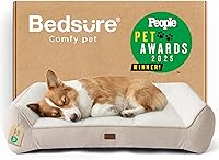 Vista 17 de Bedsure Cama ortopédica para perros de tamaño mediano, camas extra gruesas de apoyo para perros medianos con funda impermeable lavable, cómodo sofá