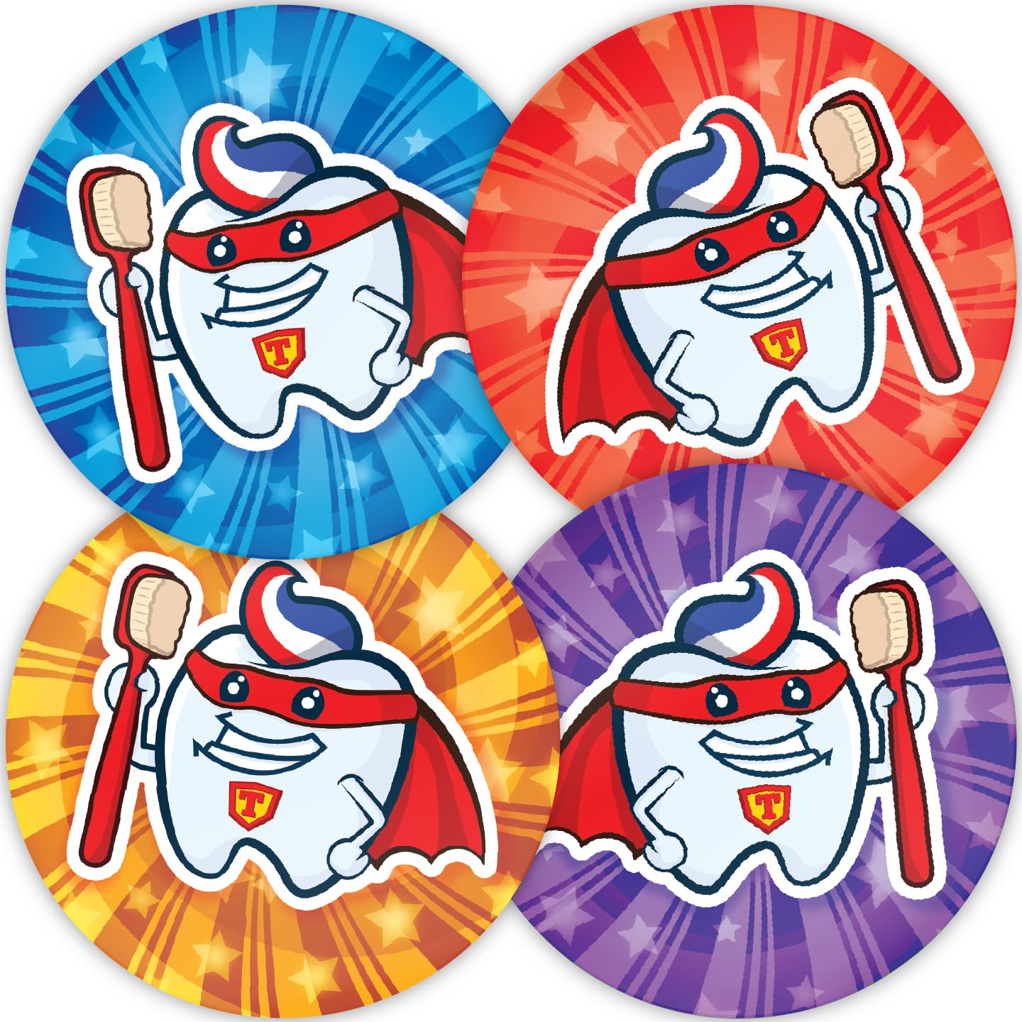 Stone Melon School Reward Stickers 144 Super Teeth Dentist Bravery Teeth Brushing Stickers 30mm Round Awards Nursery Teachers Parents Children Kids