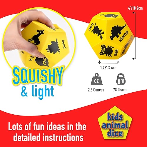 Miniatura 6 de Kids 2 dados  Divertidos juguetes de dados con movimientos y animales  Equipo de ejercicio para niños y equipo de educación física para escuelas,