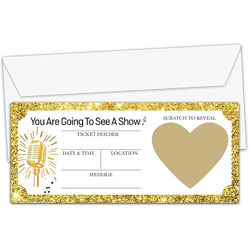 Concert Ticket - DIY Event Ticket Scratch Off Card - Surprise Show Ticket Gifts for Show Lovers - Surprise Reveal Card for Holiday, Birthday, Anniversary -19