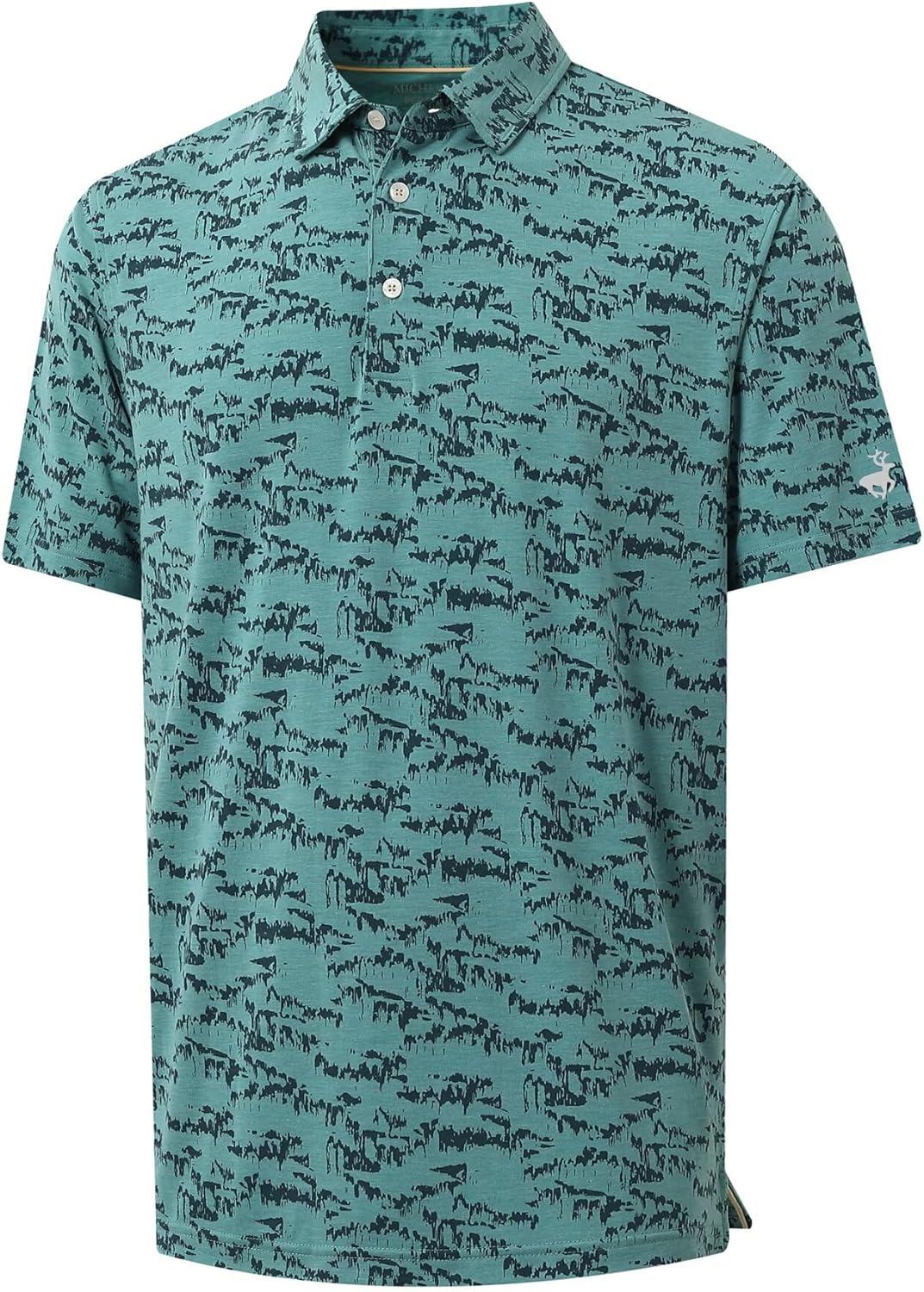 Mens Golf Shirts Short Sleeve Moisture Wicking Dry Fit Print Performance Athletic Casual Golf Polo Shirts for Men Cyan Massif Medium