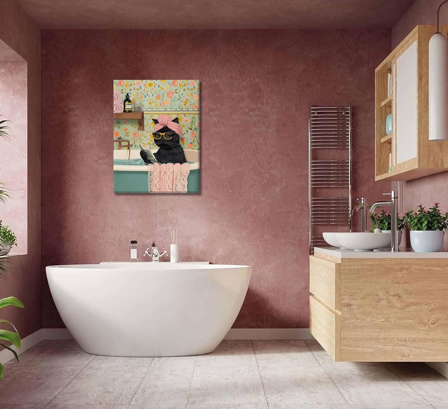 Grengel Funny Black Cat Canvas Wall Art Cute cat Bathroom Paintings Pictures Wall Decor Eclectic Aesthetic Poster Printings for Bathroom Toilet Home Decoration - Image 8