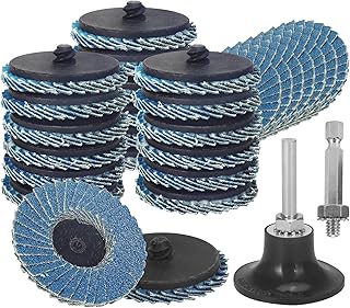 20Pcs 2 inch Zirconia Mini Flap Disc Quick Change Sanding Discs Mix Set Include 40 60 80 120 Grit with 1/4" Disc Pad Holder for Rotary Tools Die Grinder, Roll Lock Disc Attachments