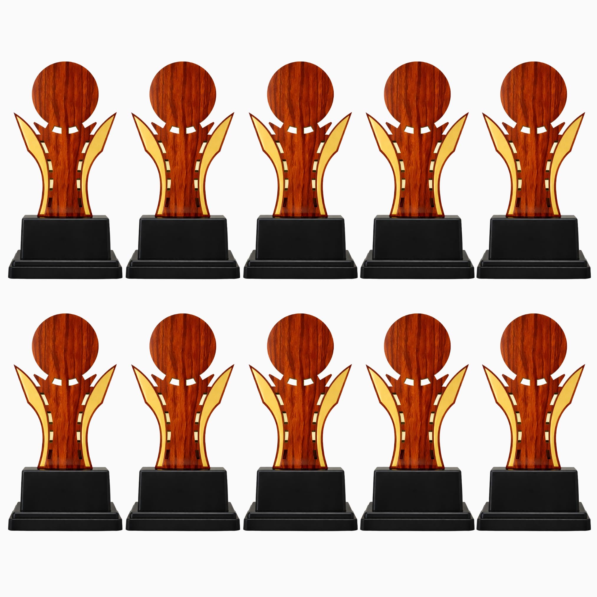 Premium Wooden Trophy Award | Best Student Trophy with Gold Finish & Black Base | 19 cm Laser Cut Trophy for School, Sports, Office, Competition, Prize Ceremony (Pack of 10)-picture-25