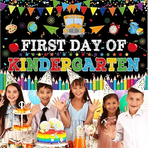 Miniatura 3 de Cartel del primer día de jardín de infantes, decoraciones de fiesta del primer día de escuela, pancarta de regreso a la escuela, bienvenida al
