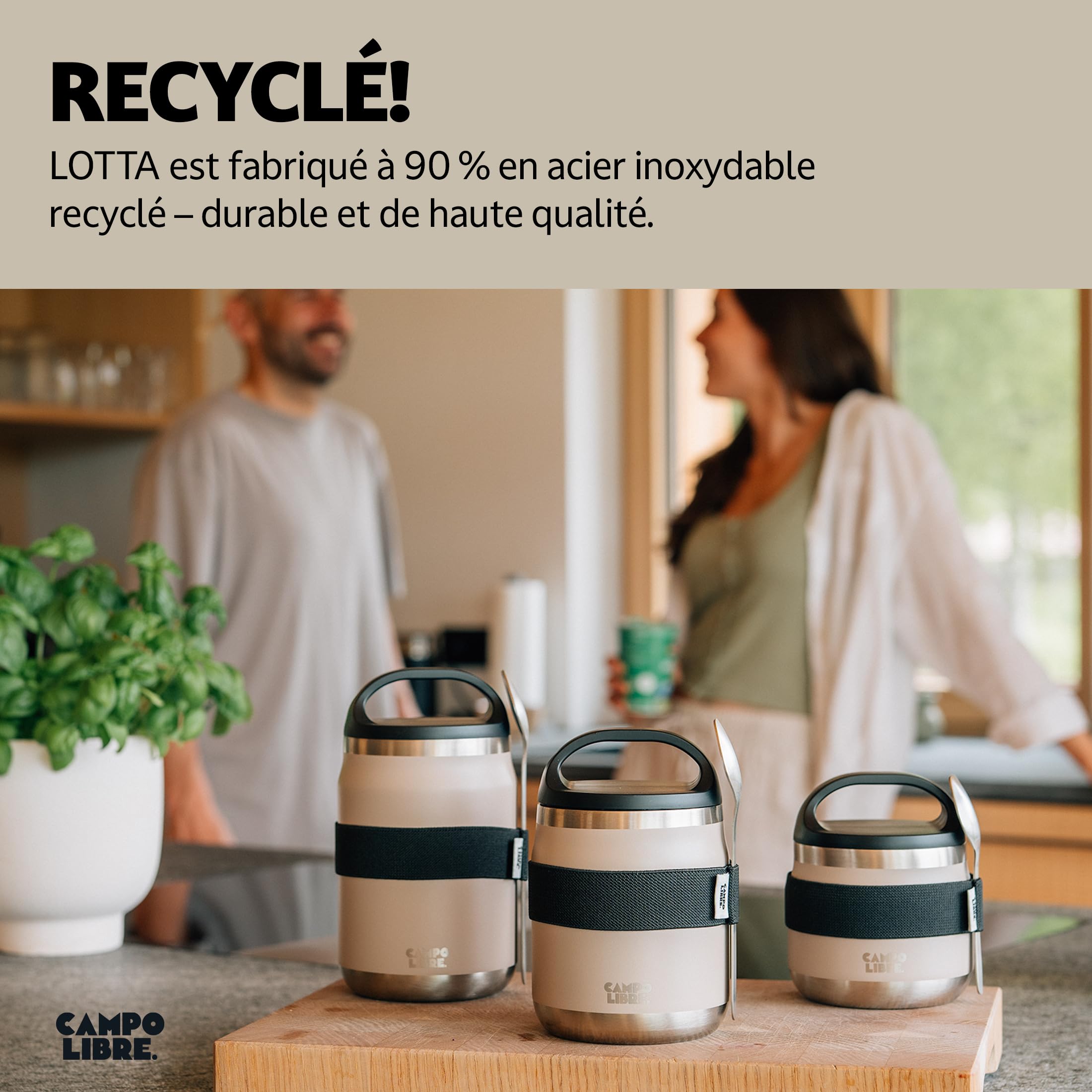 Campo Libre.® LOTTA – Thermos Alimentaire Chaud & Froid – Boite Repas Isotherme avec Cuillère – Gamelle Isotherme Adulte ou Bébé, Travail, Bureau, École, Camping – Facile à transporter. Vert, 800ml