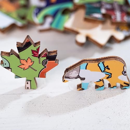 Miniatura 6 de Terra Puzzles Rompecabezas de madera con mapa de Canadá de 152 piezas, 15 x 10 pulgadas