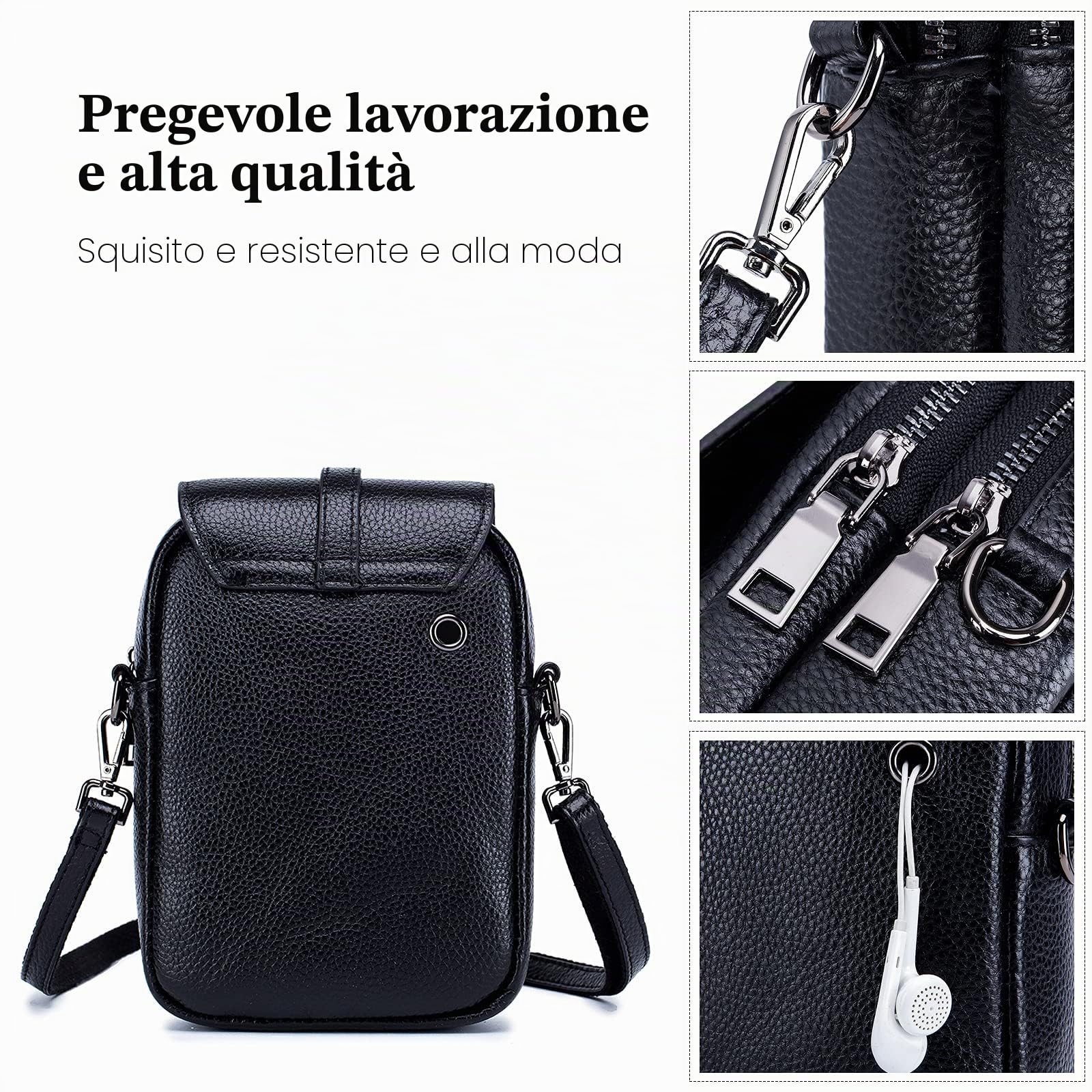 FANDARE Borsa a tracolla per cellulare Donna Borsa a Spalla Pelle Mini Telefono Pochette Borsello Phone Crossbody Bag Cellulare Portafogli Borsa
