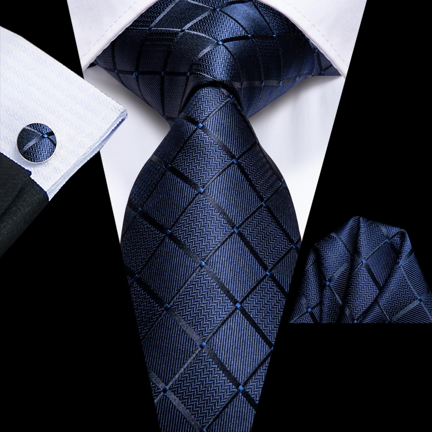 Hi-Tie Father Son Matching Ties and Pocket Square Set Silk Ties for Wedding Party Gifts