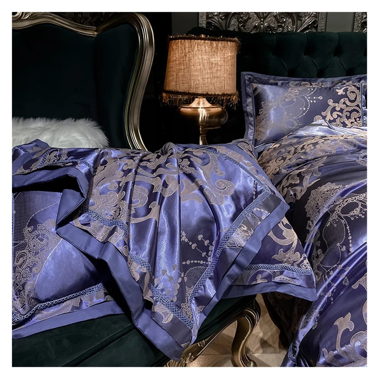 Amazon｜デラックスブルーゴールドグレースムースソフト寝具セット