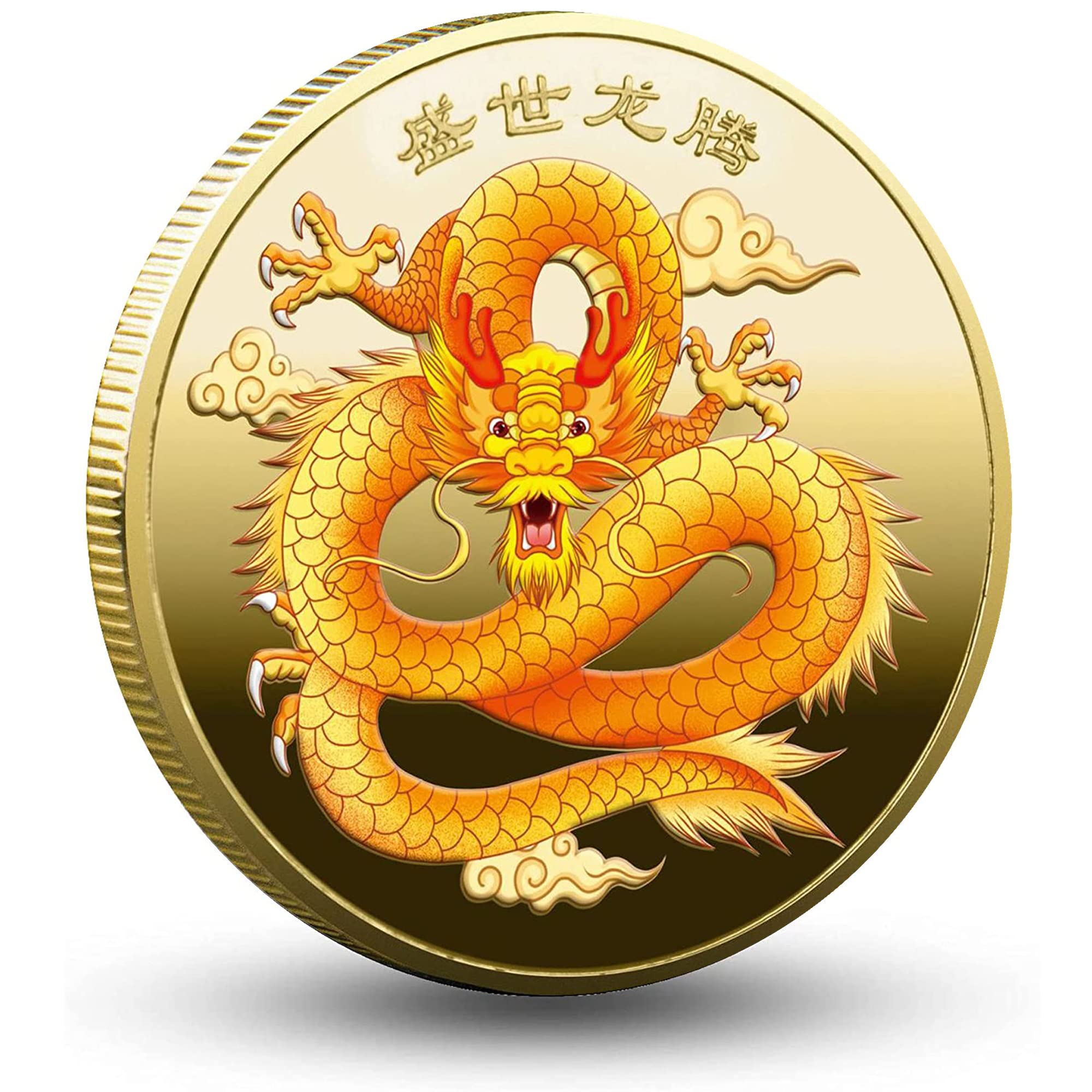 Flying Holy Loong Lucky Coin Lottery Ticket Scratcher Tool - Chinese Good Luck Charms Challenge Coin