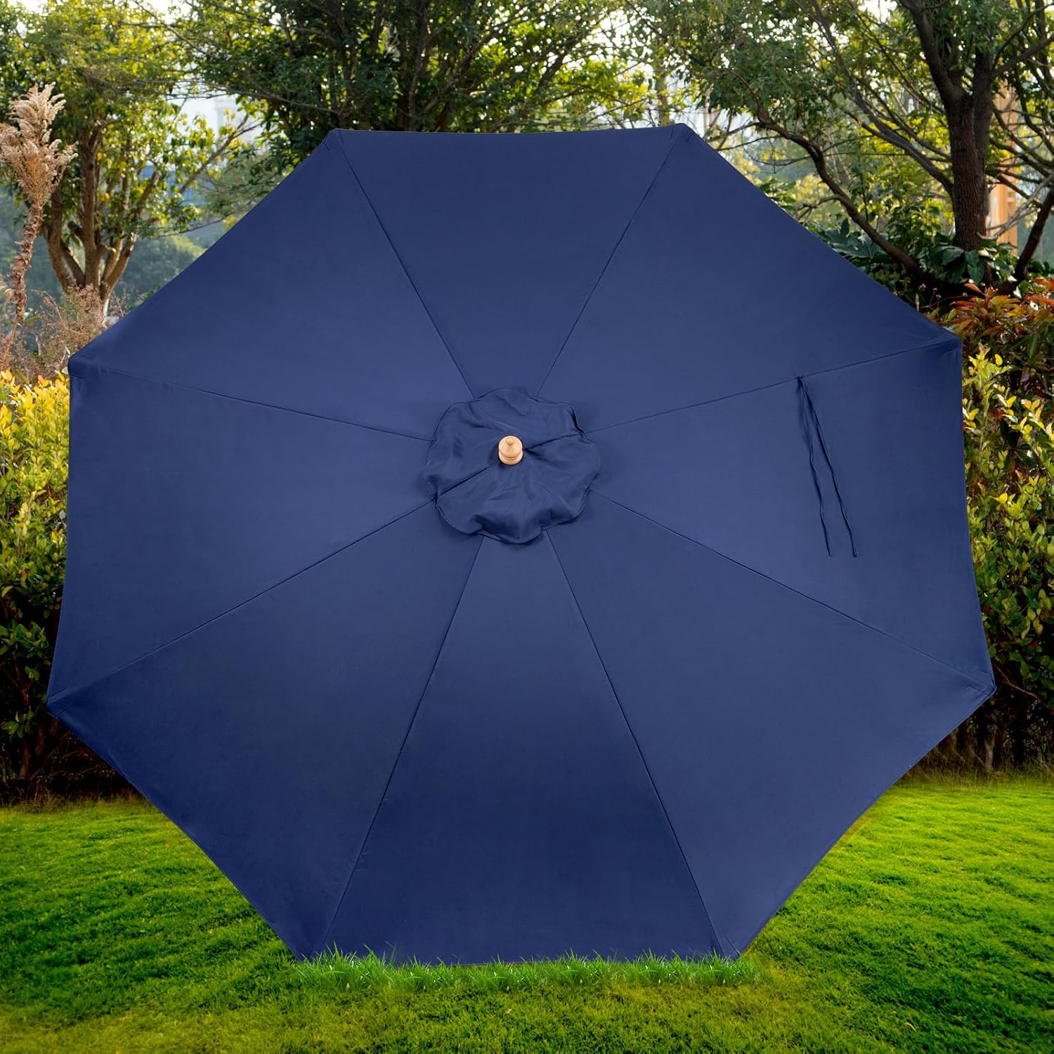 9ft Bamboo Umbrella, Outdoor Patio Umbrella, Waterproof Market Umbrella, 8 Ribs Table Umbrella with Pulley Lift for Garden, Deck, Pool, lawn, Backyard