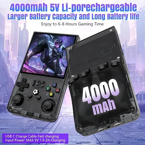 Miniatura 4 de R36Max - Consola de juegos portátil, precargada de más de 21000 juegos clásicos, para consola de videojuegos Gamer Dads (128 Gb negro translúcido)