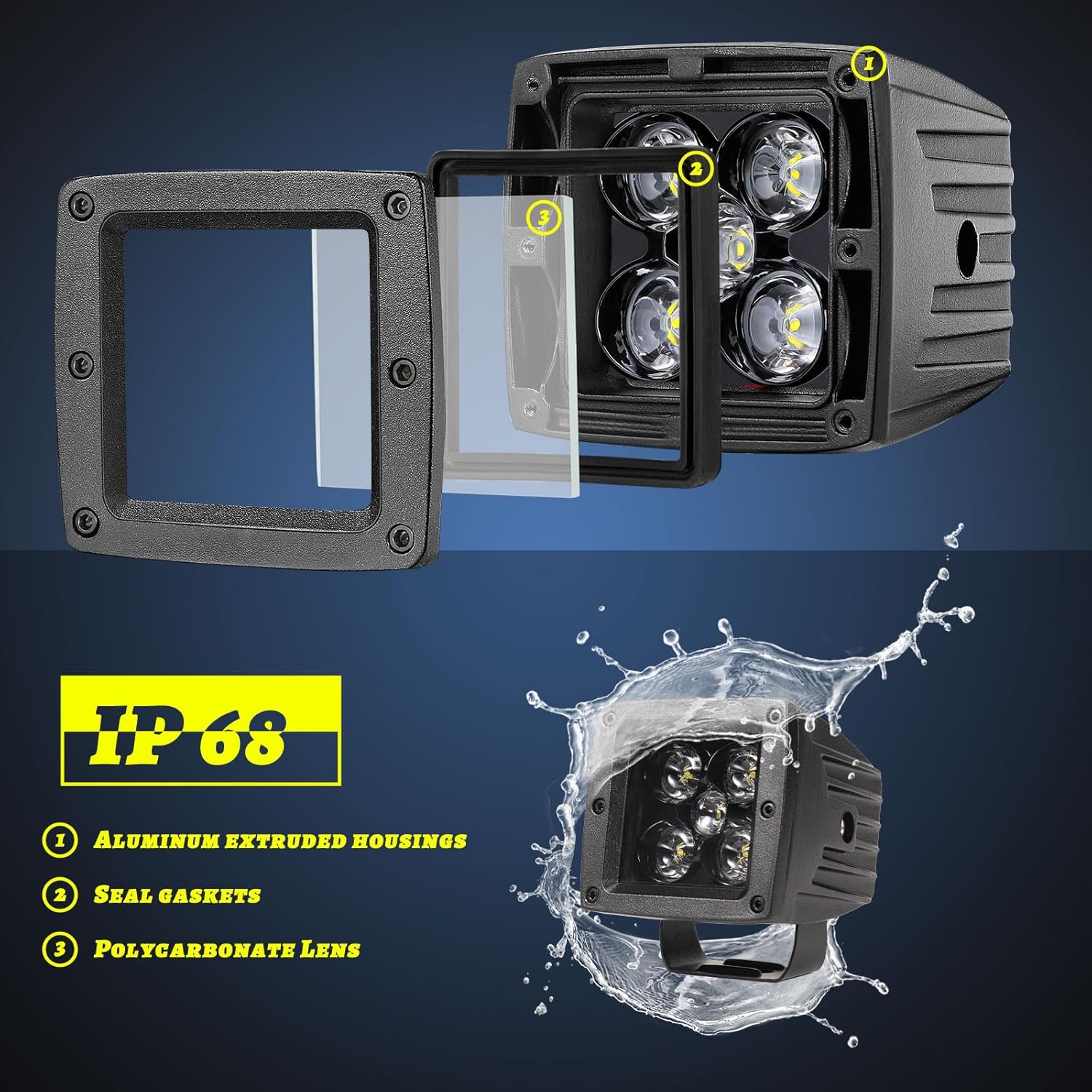 LED Cubes 4PCS 3inch 200W CREE LED Pods Spot Beam Driving Lights Led Cube Lights Off Road Light Fog Light Reverse Lighting Ditch Lighting for Trucks UTV SUV Off Road Boat