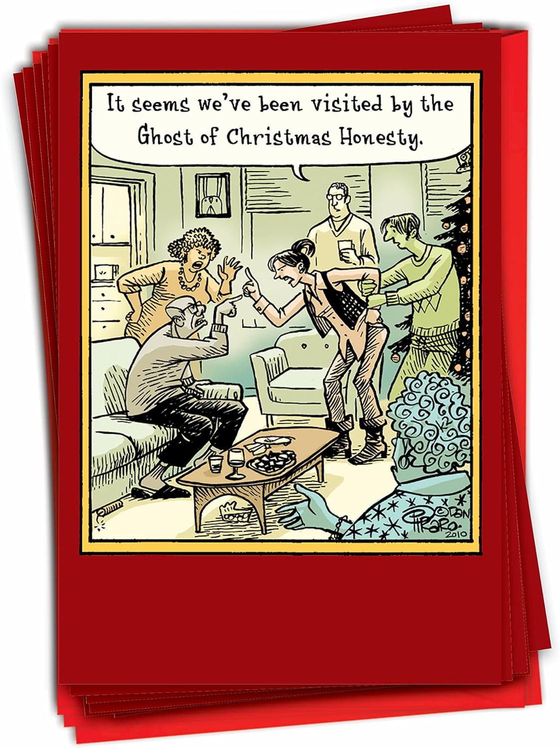 NobleWorks 12 Hilarious Christmas Greeting Card Boxed Set w/Envelope 1x12 Designs - Label Maker Overload C10175XSG-B12x1