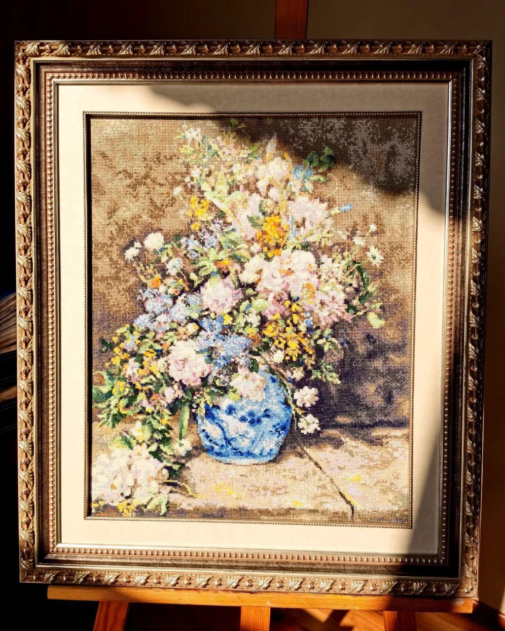RIOLIS - Spring Bouquet According to P.A.Renoir 2137, Cross Stitch Kits 15¾" x 19¾", Cross Stitch Kits for Adults, Floral Counted Cross Stitch Kits, Embroidery Kit for Beginners & Advanced