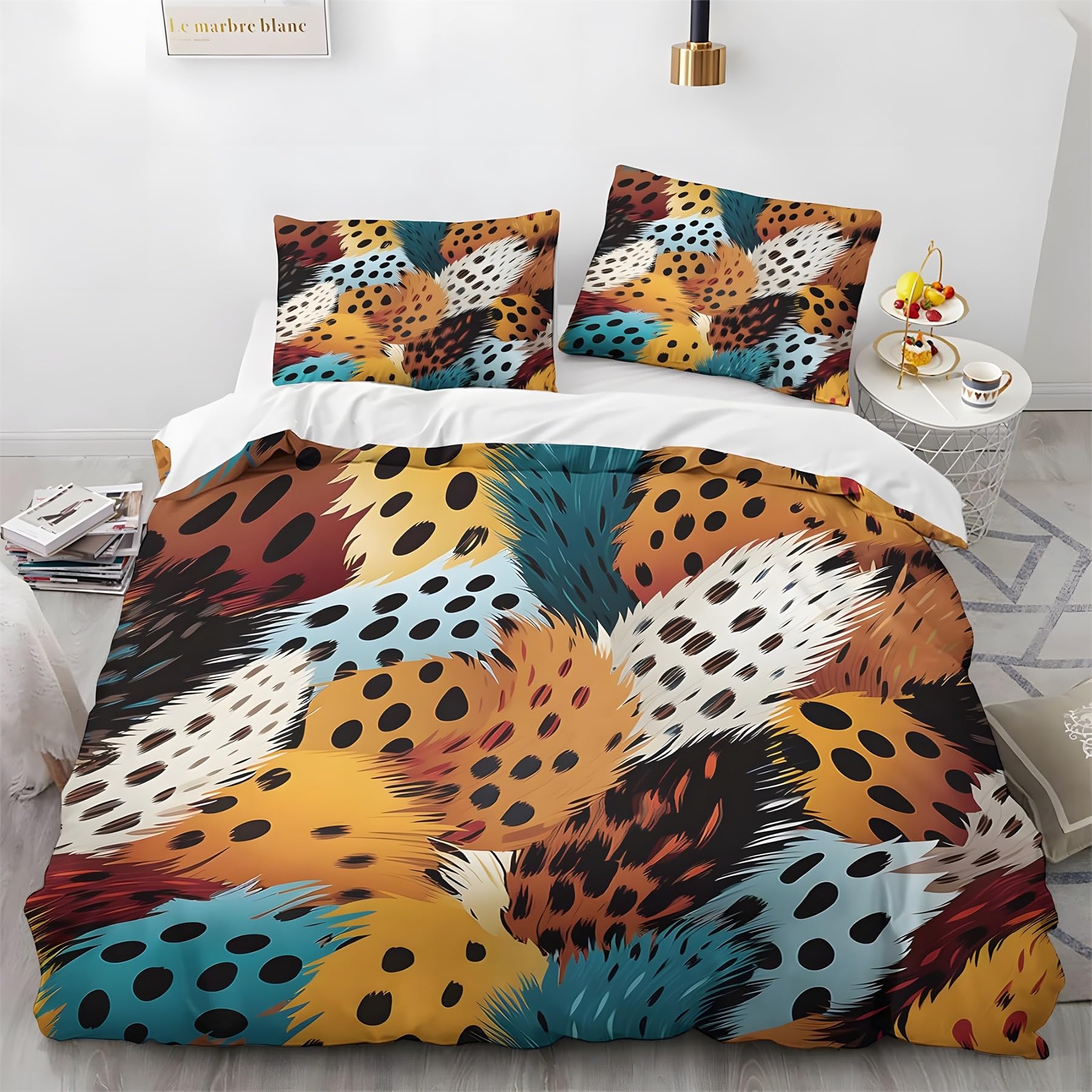Linge de lit microfibre doux Ju219 avec housse de couette 140x200 motif animalier