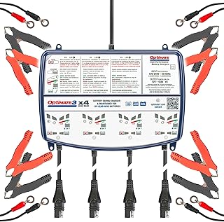 OptiMate3 0.8A x4 Bank, Smart Quad-Bank Battery Saving Charger for 12V Lead-acid Motorcycle and Powersport Batteries