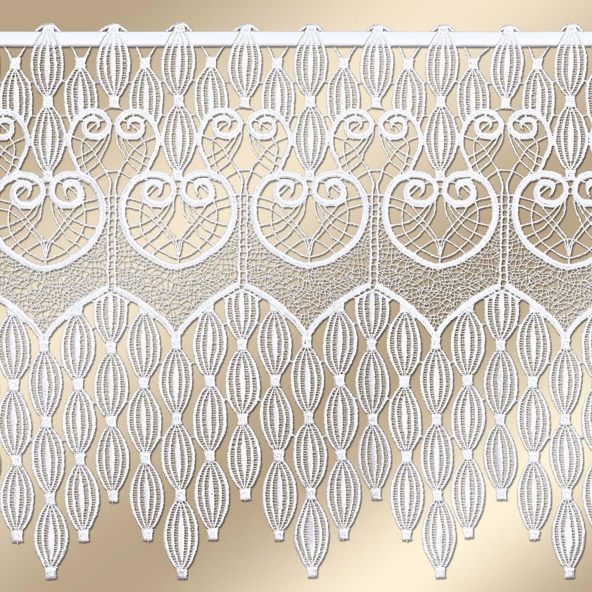 Spitzengardine Dara aus Echter Plauener Spitze Moderne Scheibengardine mit Ornamenten in weiß 35 x 96 cm