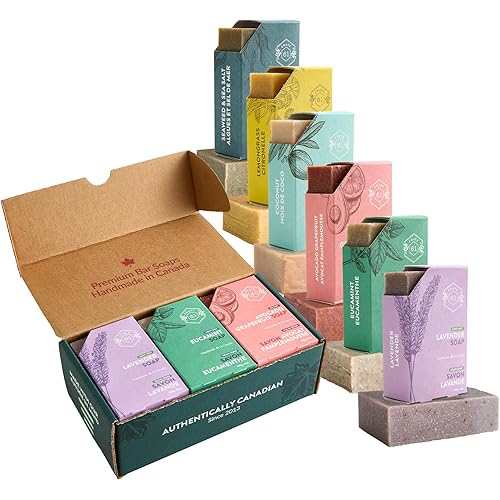Crate 61, Handmade in Canada, Plant Based Cold Process Natural Bar Soap, With Premium Essential Oils, Dry Skin, Pack of 6 (Most Popular)