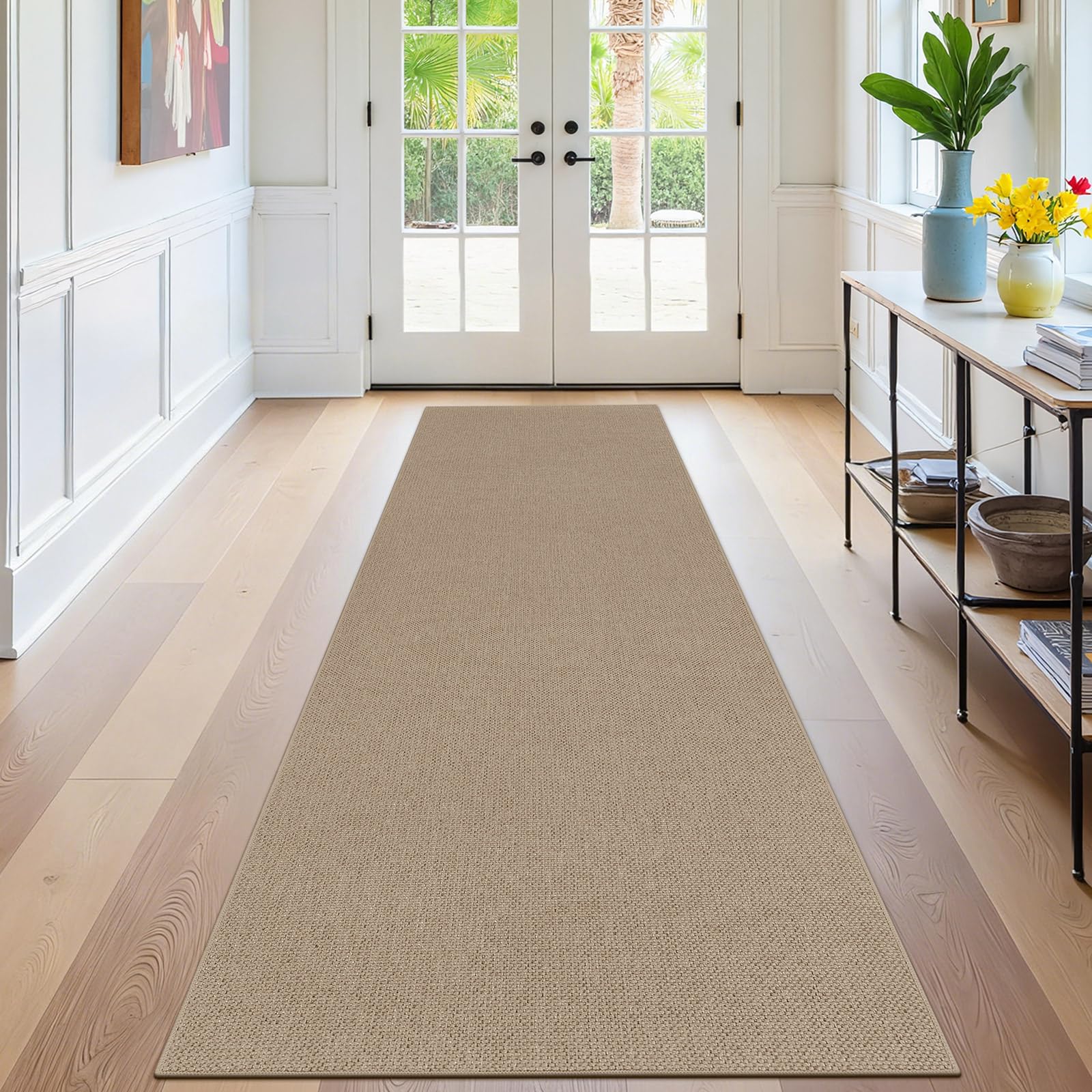 SHACOS Hallway Runner 80 x 200 cm Non Slip, Washable Hall Runners Brown