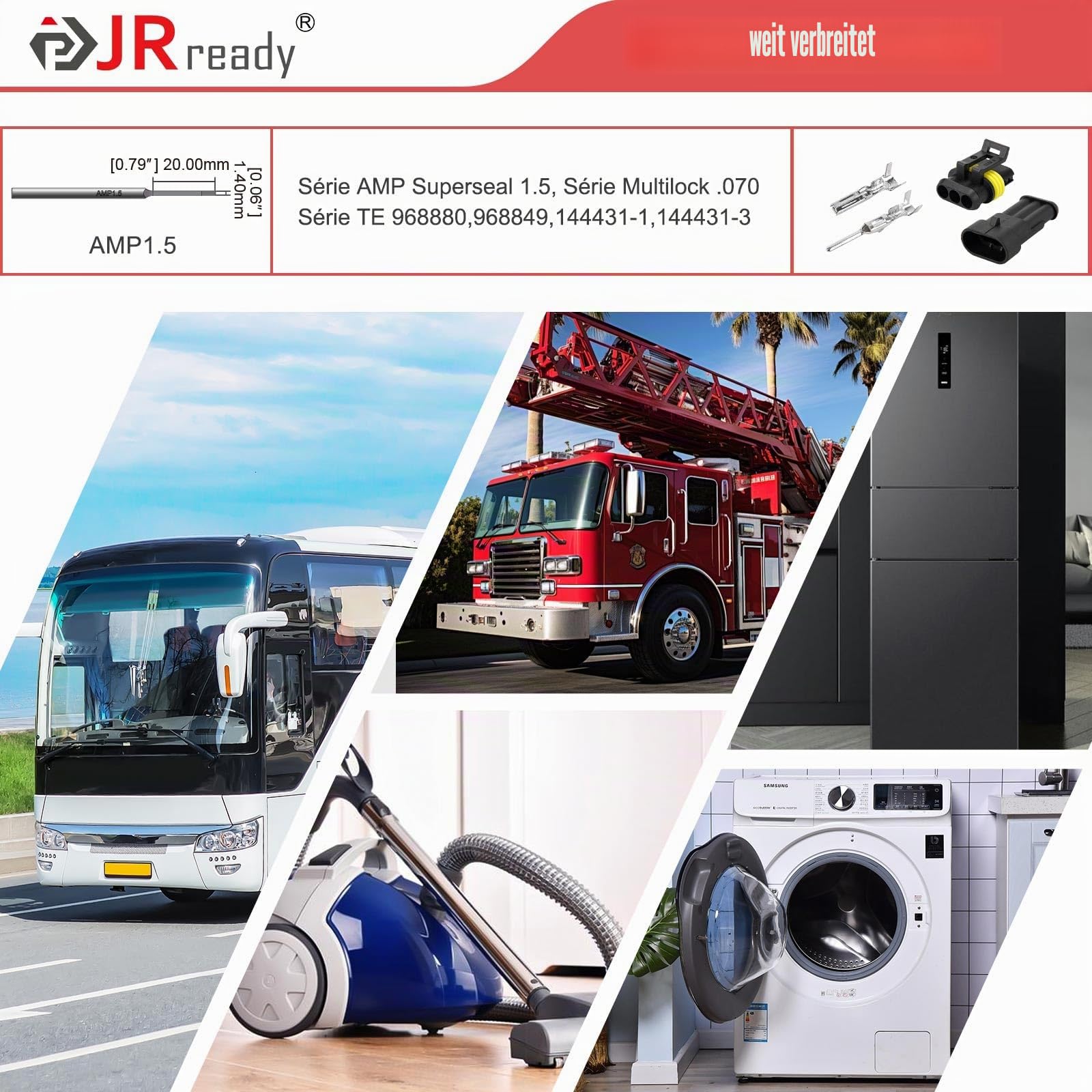 JRready JRconDRK-AMP1.5 Klemmen-Extraktionswerkzeug, Klemmen-Extraktionswerkzeuge für AMP Superseal 1.5 Serie, Multilock .070 Te Serie 968880,968849,144431-1,144431-3