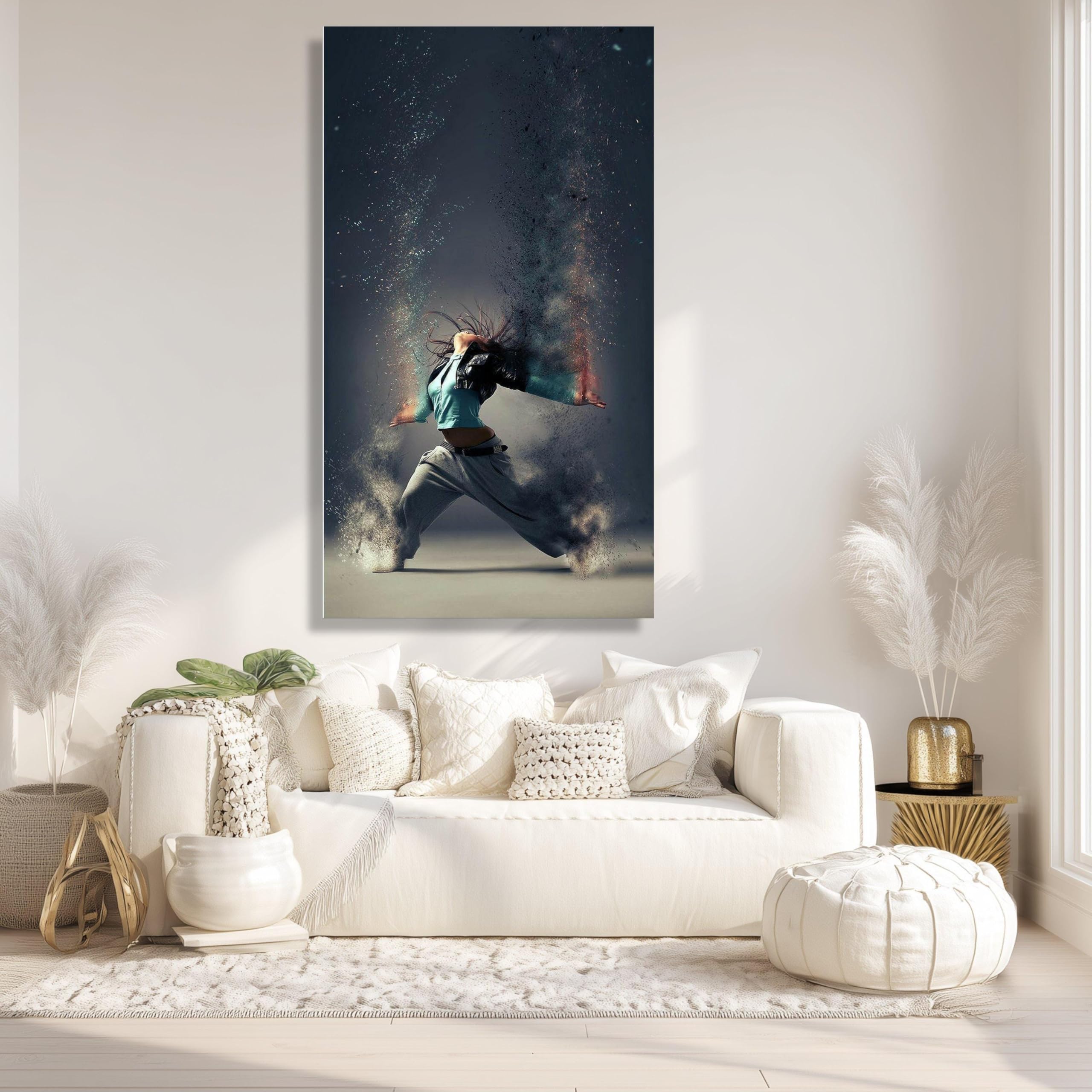TONGYINLI Quadro su tela con ballerino hip hop, poster e stampe con esplosione di energia astratta, quadri da parete in stile nordico, decorazioni da parete per la casa (80x140 cm/senza cornice)