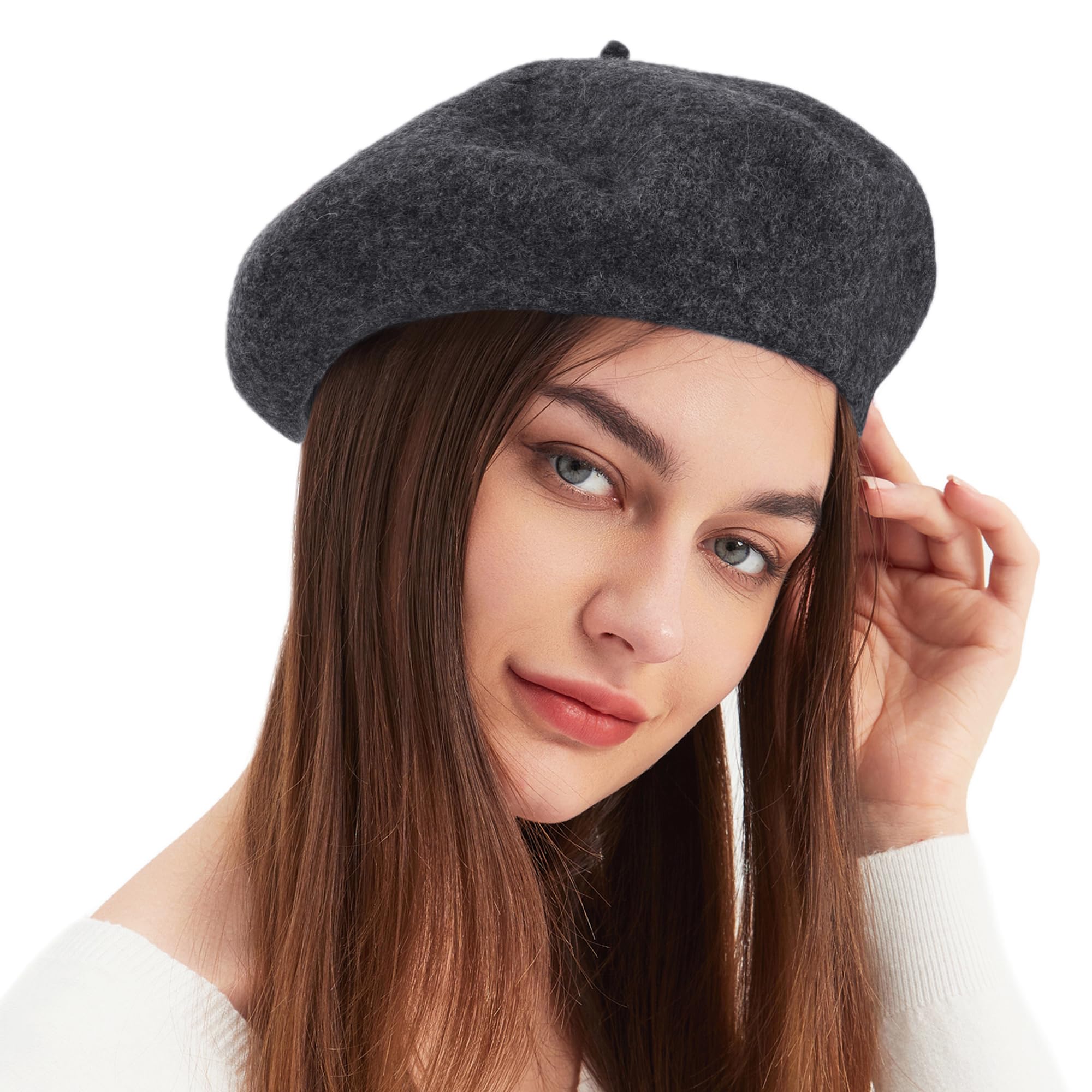Wool Beret Hat, French Cap, Winter Artist Painter, Solid  display picture 3