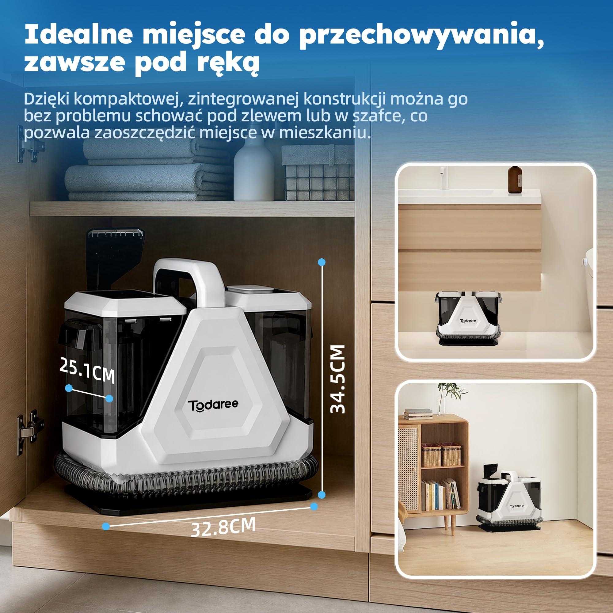Przenośna maszyna do czyszczenia dywanów i tapicerki dla zwierząt domowych, moc 14 kPa, odkurzacz do dywanów, sof, samochodu, biały/szary