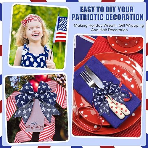 Miniatura 7 de 2 rollos de cinta de Navidad con borde con alambre de 20 yardas, cinta de decoración de fiesta de Navidad, cinta de manualidades para lazos,