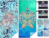 Vista 23 de Paquete de 2 toallas de playa ligeras de microfibra, sin arena, de secado rápido, absorbentes, delgadas y compactas, para piscina, camping